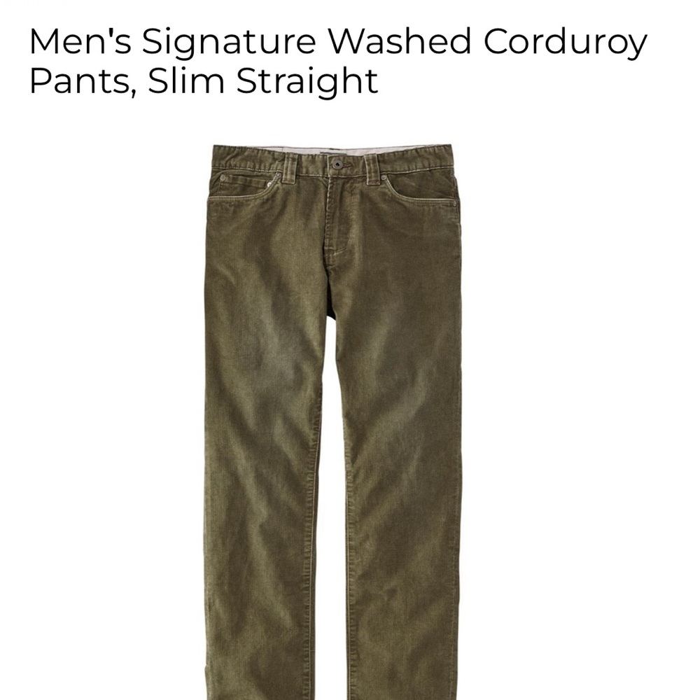 LL Bean Signature Slim Straight Washed Corduroy Pants.